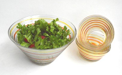 glass salad bowl set