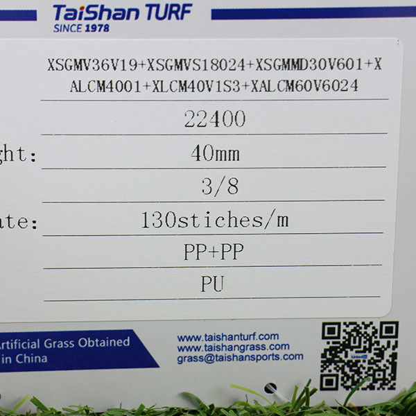 Paisaje multi-direccional Césped verde artificial de 40 mm con recubrimiento de PU con doble respaldo de PP con alto Dtex
