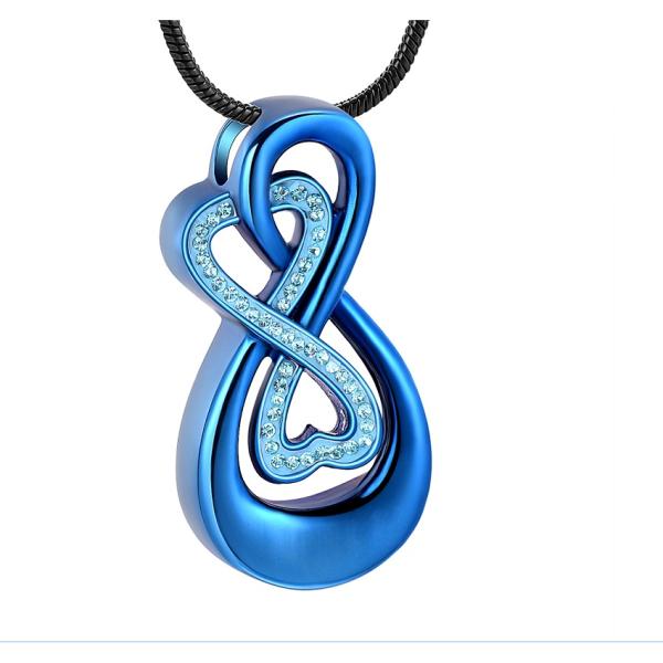 Stainless Steel Infinite Love Cremation Urn Necklace Personalized Memorial Keepsake