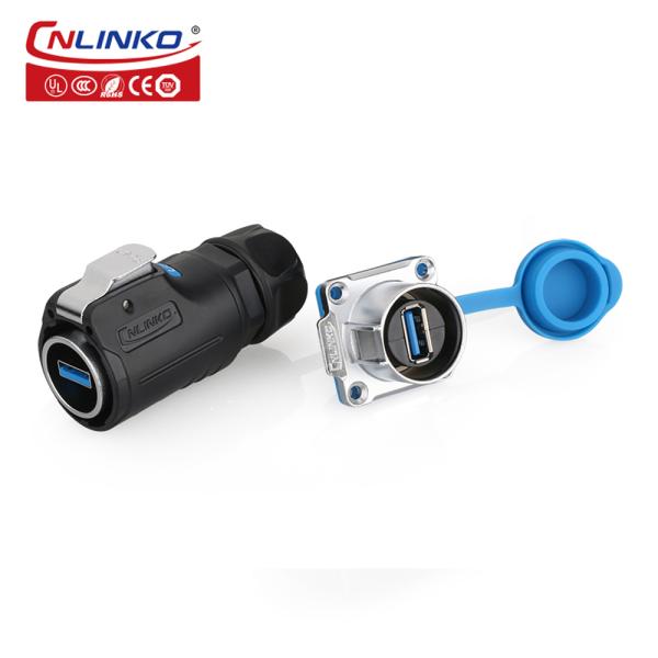 USB Plug Male Female USB3.0 Panel Mount Wall Mount Receptacle Dust Cover Waterproof IP68 LP24 Outdoor USB Connector