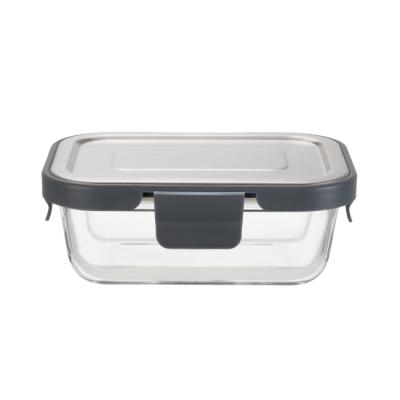 Stylish Dishwasher Microwave Safe Glass Container With 4 Lock Stainless Steel Lid