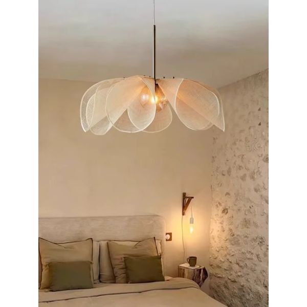 French Fabric Ceiling Pendant Lights Japanese Wabi Sabi Flower Chandelier (WH-VP-306)