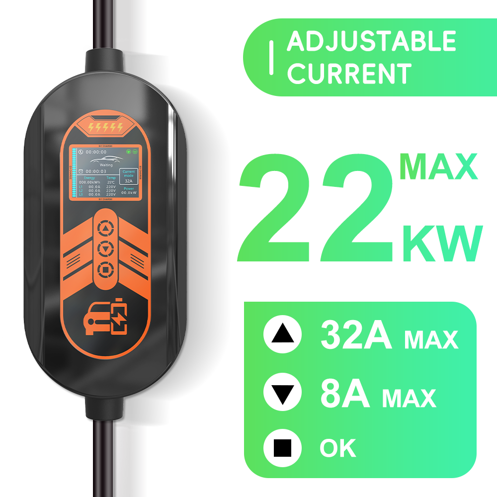 OEM 22kW Portable EV Charger Type 2 with Smart APP Type 2 EV Charger 22kW for BYD BMW VW MG
