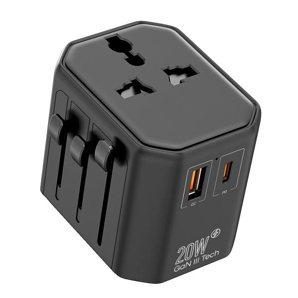 Universal Travel GaN Power Adapter 20W Worldwide International Wall Charger