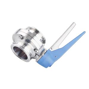 Válvulas de borboleta de tri-clamp manuais SS304/316L sanitárias com alça do