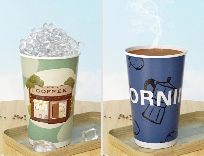 Commercial Thickened Milk Tea Sustainable Coffee Cups Leak Proof Lids Eco Friendly Takeaway