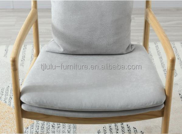 Stylish and Comfortable Nordic Oak Solid Wood Upholstered Armchair Sofa Chair