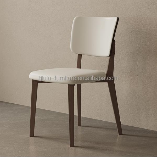 Sillones de comedor de hotel W47*D48*H86CM Morden Nordic PU Sillón de madera de cuero para muebles de comedor tapizado