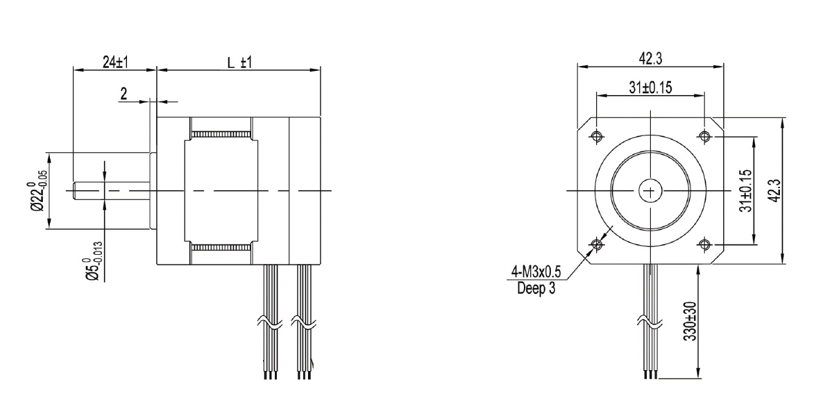 Небольшой Nema 17 0.5a 0,15 NM 42BLF05A мотора постоянного магнита Dc 24V безщеточный