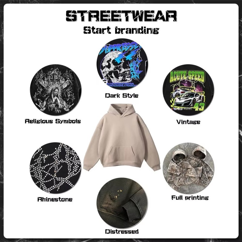 OEM Custom Heavyweight Wash Graphic Cropped Boxy Hoodie Vendor