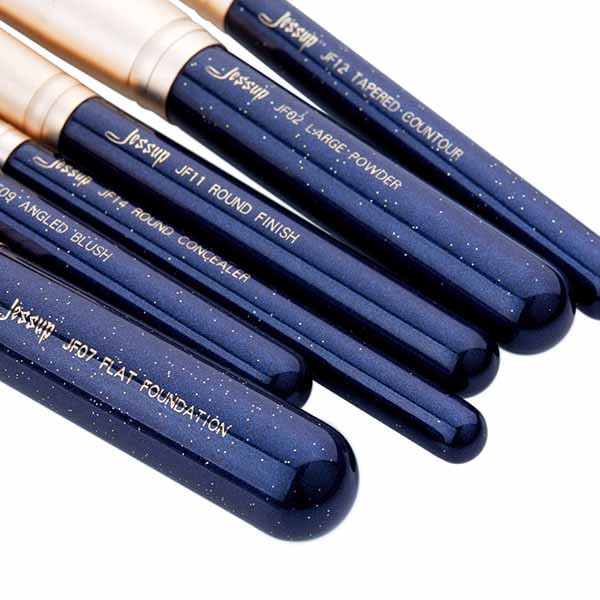 6pcs Prussian Blue / Golden Sands Face Makeup Brush Set Angled Blush Finish T488