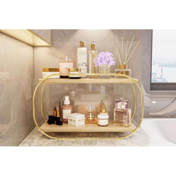 Bathroom Shelf Wooden Vanity Tray Countertop Organizer for Makeup Perfume Storage