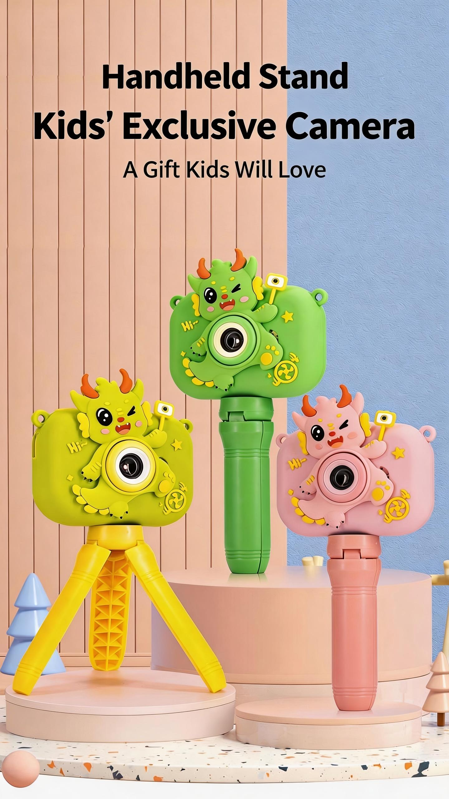 DLC Children Mini Digital Camera With One Touch Control Button Cartoon Design Timed Selfie Function Cute Appearance for Gift