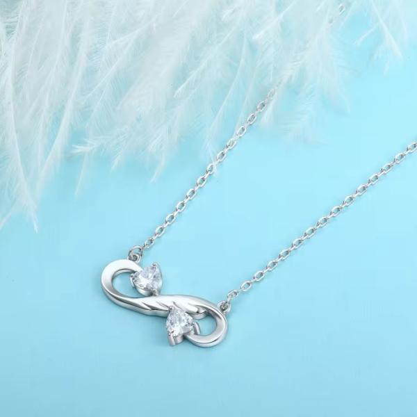 YASVITTI 925 Sterling Silver Infinity Heart Necklace Heart Cubic Zircon Luxury Women Necklace Jewelry