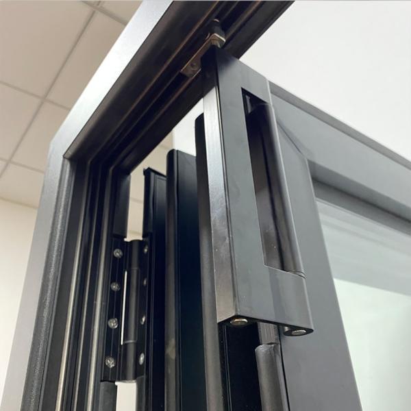 Triple Panel Glass Aluminium Fold Up Doors Weatherstripping Dark Grey Aluminium Bifold Doors