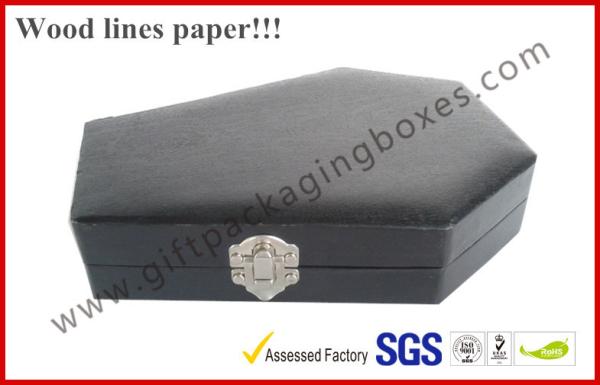 Customized Wood Paper Apparel Gift Boxes , Jewellery Package With Metal Lock