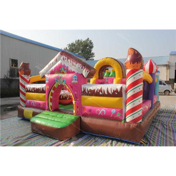 Customized Inflatable Candy Kids Blow Up House / Colorful Bounce House Combo