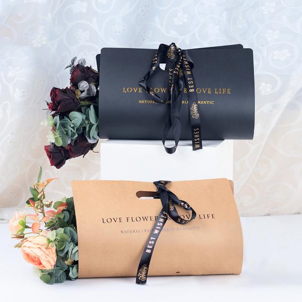 Foldable Gift Floral Paper Bag Bouquet Basket Shape 120gsm 180gsm