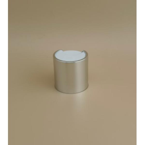 Silvery Aluminium-Plastic Round Smooth Cap with White Button for Skincare Bottles