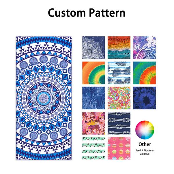 Quick Dry Custom Beach Towel Sublimation Printed Suede Microfiber Print Recycled Sand Free Beach Towel With Logo