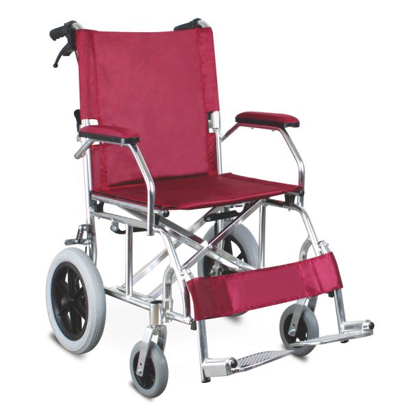 Custom Manual Lightweight Wheelchairs For Adults Red Pneumatic Rear Wheel 46cm