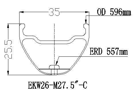 Rim 27.5inch Hookless 35MM Wide 25.5mm Depth ud matt full carbon MTB bicycle clincher RIMS for mountain bike