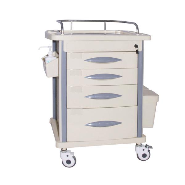Mobile Plastic Emergency  Hospital Medicine Trolley With 4 Drawers