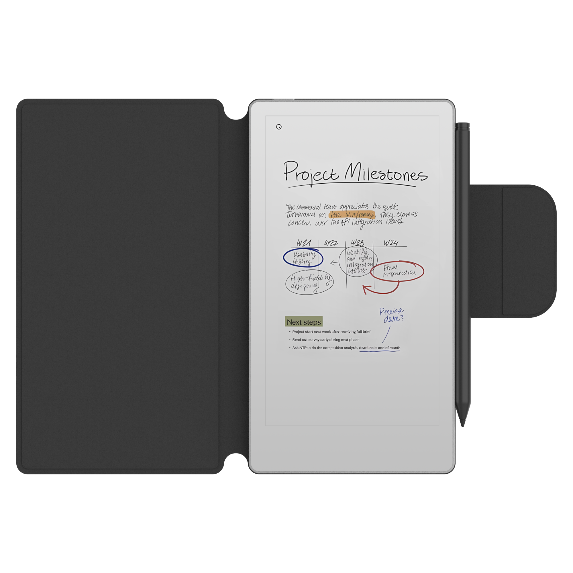 Laudtec Pu Leather Smart Ereader Cases Slim Lightweight Shockproof Back Cover Oem/Odm for Remarkable Paper Pro Move 7.3 Pbk352
