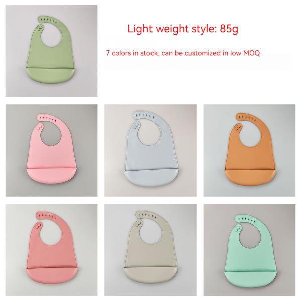 Printed Soft Baby Silicone Bib With Food Catcher BPA Free 300*23cm