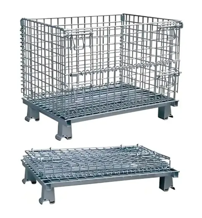 Warehouse Wire Container Storage  Mesh Pallet Cages  Heavy Duty Iron Frame