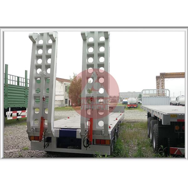 Drop Deck Heavy Duty Flatbed Trailer ,  8 Ton Heavy Load Trailer Dual Hydraulic Ramps