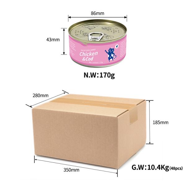 1 Year Shelf Life Mixed Flavors Pet Cat Wet Food 170g White Meat Canned Cat Food