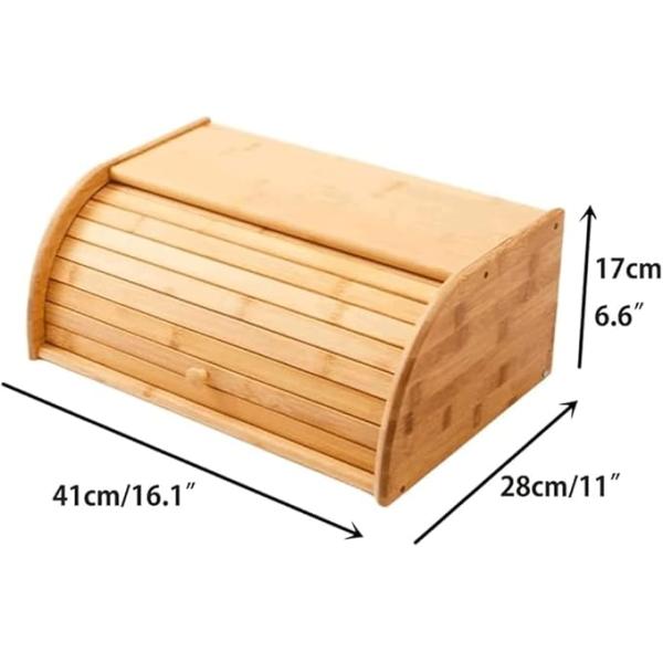 Silk-Screen Printed Bamboo Wooden Kitchen Bread Holder with Double Roll Top Lid