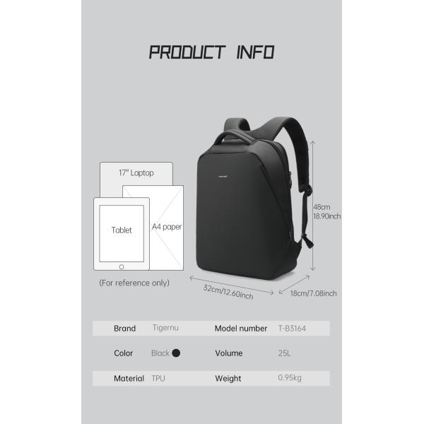 Double Layers Zipper Travel Laptop Backpack Office Computer Bag 35 Litre
