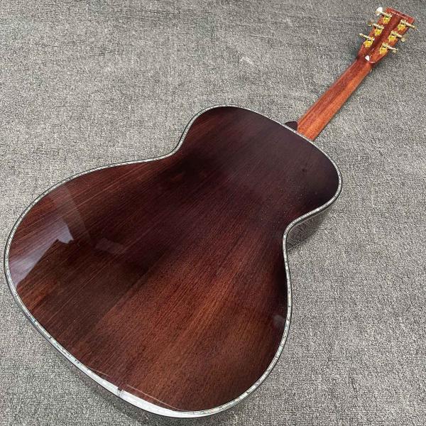 Custom OOO Body 39 inch abalone binding sunburst color solid rosewood back side acoustic guitar accept guitar bass OEM