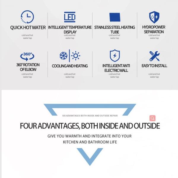 304 Stainless Digital Control Electric Faucet LVD Fast Electric Heating Water Tap