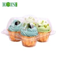 Emballage de gâteaux en plastique à 4 trous avec coquille de charnière en PET transparente