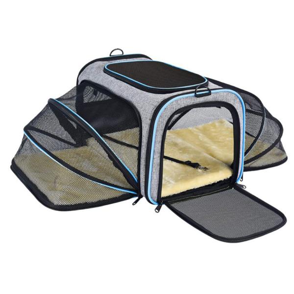 Soft Sided Expandable Pet Carrier , EVA Pet Travel Organizer Bag