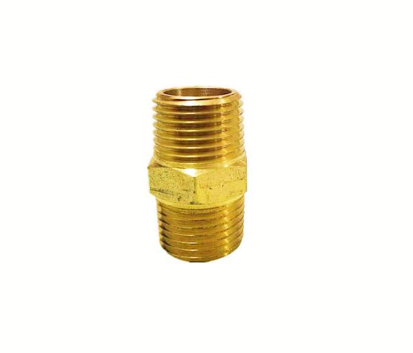 1/2 X 1/2 Brass Hex Nipple , 250F Npt Male Thread Brass Fittings Connector Pipe Adapter