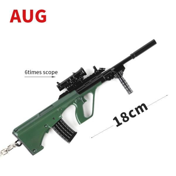 Metal Gun Model Keychain Gift Olive Drab Detachable AUG Keyring