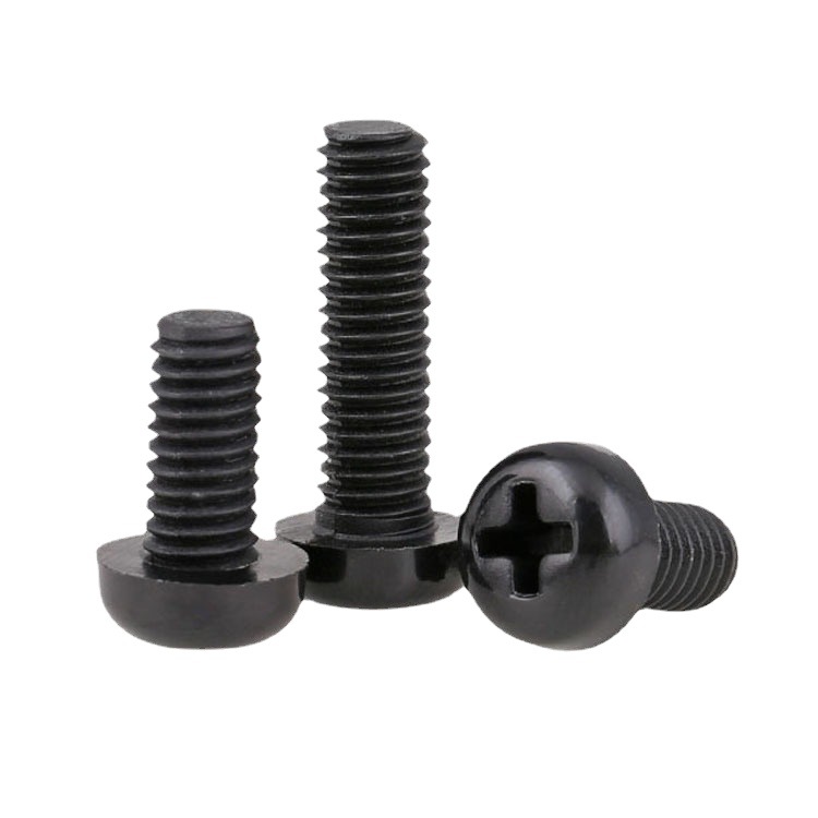 Phillips Round Head Black Nylon Screws Fastener M3.5 Threads for Metric Measurement System Grade Class 4 Electronics