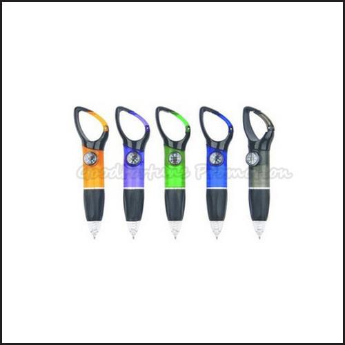 Sturdy Customed Printed Logo Carabiner Pen With Compass For Outdoor Events
