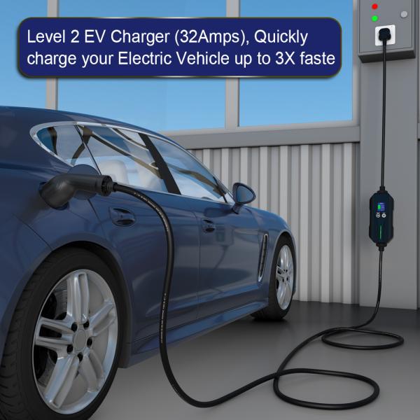 Portable EVSE Home EV Charging Station 3.6kW Level 2 EV Charger 120V - 240V 16A