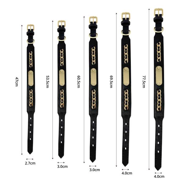 Genuine Leather Dog Collars With Metal Braided Design Engraved Nameplate