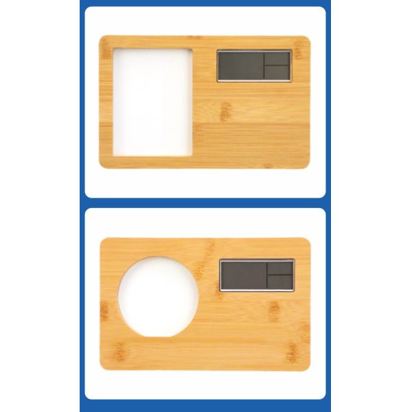 Modern Wooden Alarm Clock & Photo Frame with Digital Display for Room Temperature & Humidity for Desktop Decoration