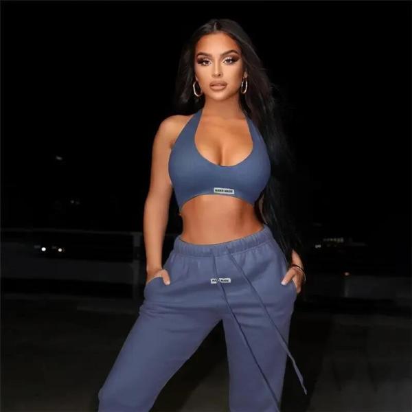                  Summer Custom Logo Tank Crop Top with Shorts Jogger Set Tracksuit Two Piece Set for Women Clothing             