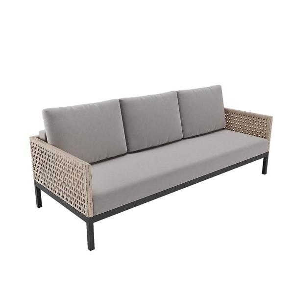 Quadro de alumínio customizado Luxury Rattan Garden Sofa Sets para jardim e sala de estar