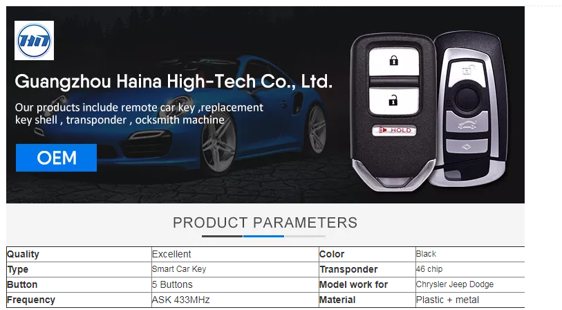 FCC ID M3N32297100 Remote Key For Dodge 433mhz ID46 Chip