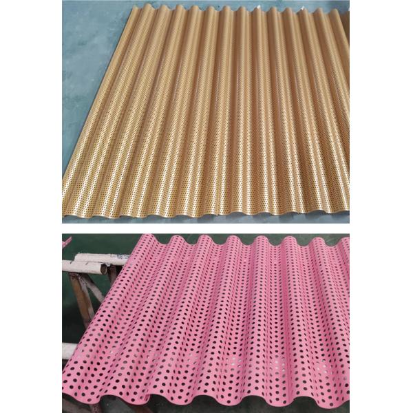 Veneered Corrugated Aluminum Wall Panels Non Perforated Silver Grey