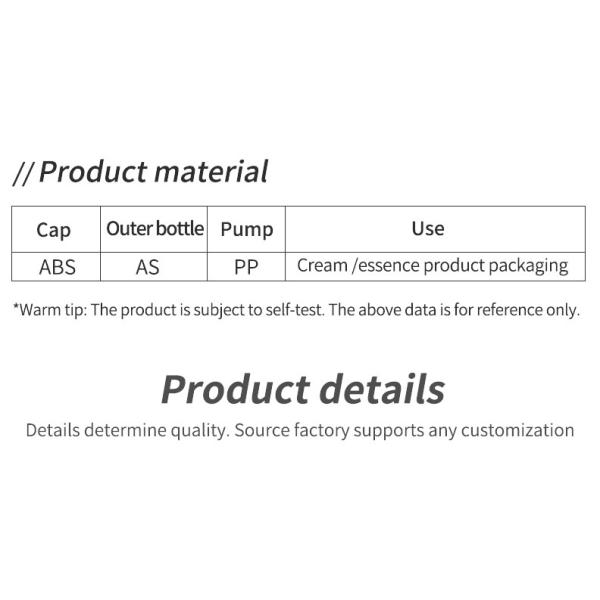 Airless Skin Care Packaging Bottles Black Airless Pump Bottle Base Material ABS Collar Material AS